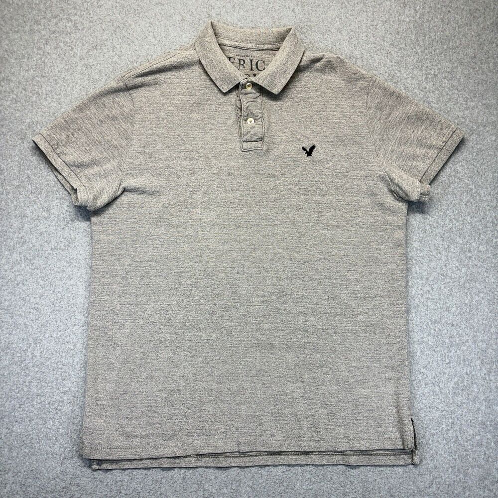 American Eagle Athletic Fit Polo Shirt Men’s XL Gray Short Sleeve